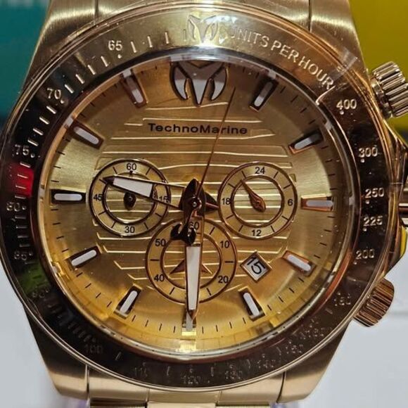 TechnoMarine Gold Chronograph Men’s Watch – Stainless Steel / New - Picture 7 of 8